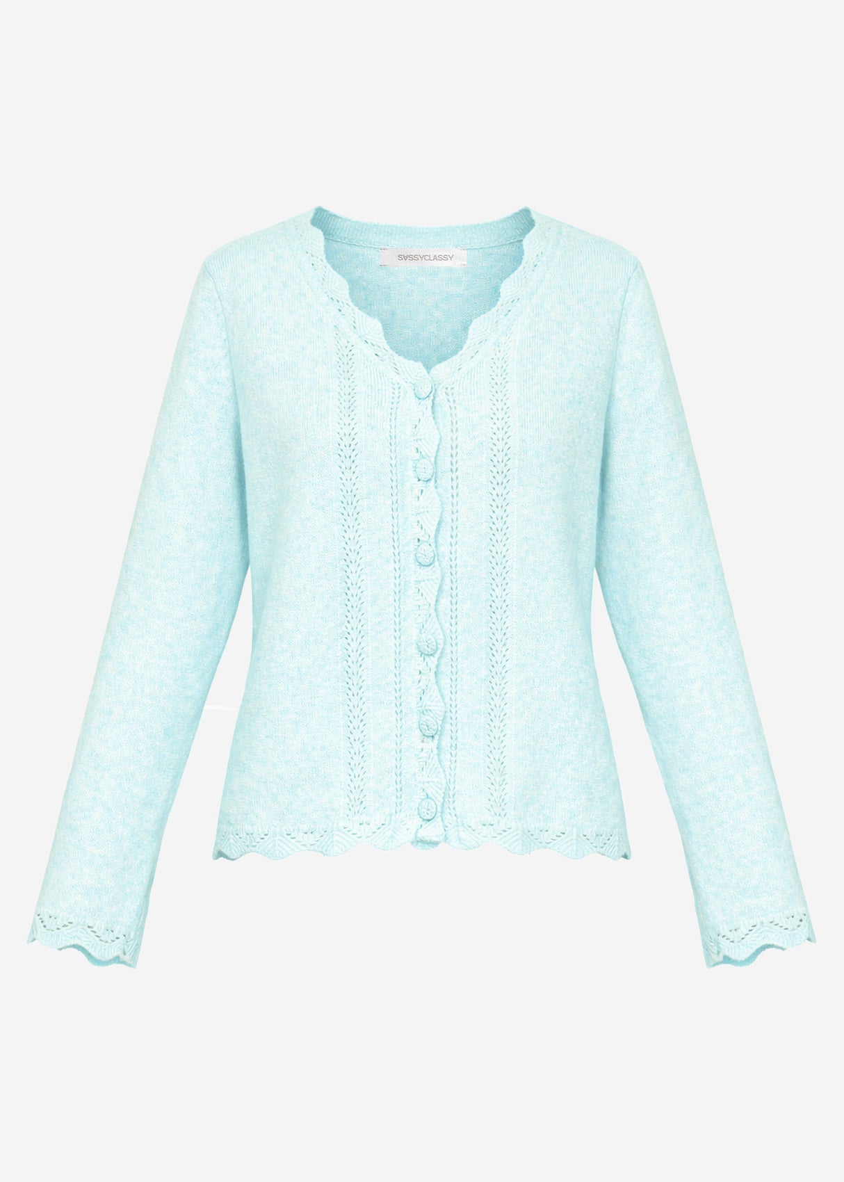 Pointelle Strickjacke - hellblau