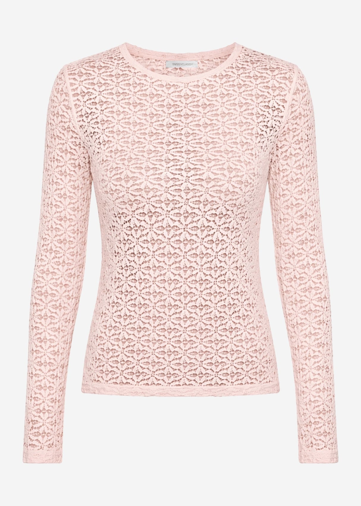 Langarmshirt aus floraler Spitze - rosa
