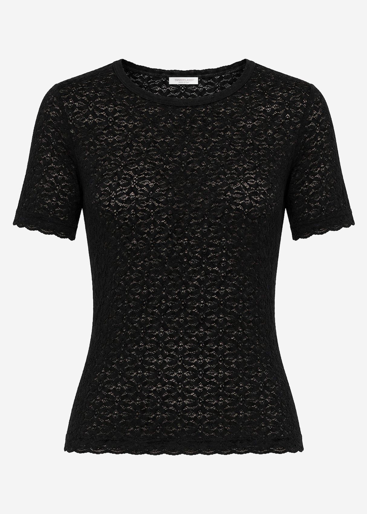 T-Shirt aus floraler Spitze - schwarz