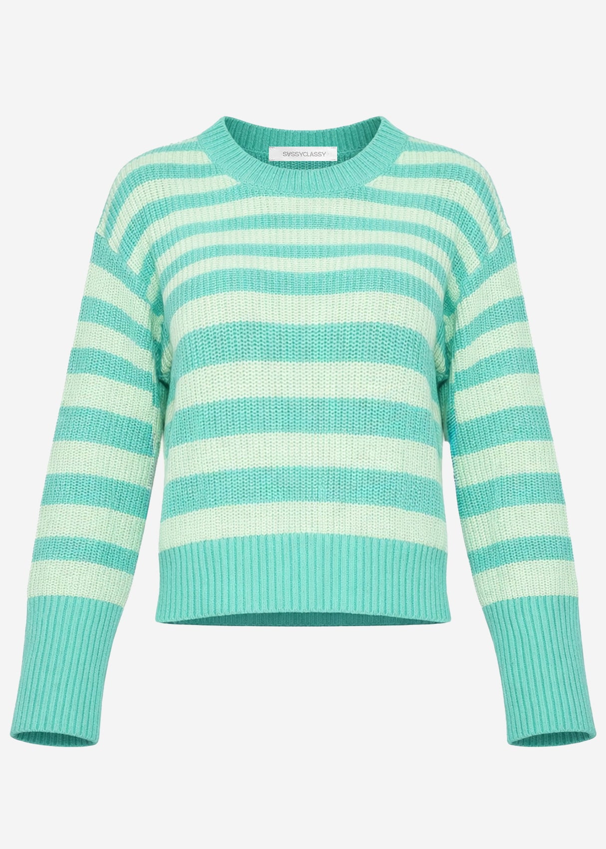 Striped cotton sweater - green-mint