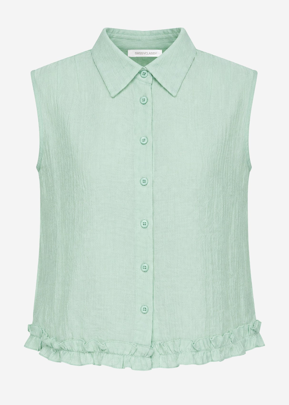 Ärmellose Chiffon Bluse - salbeigrün