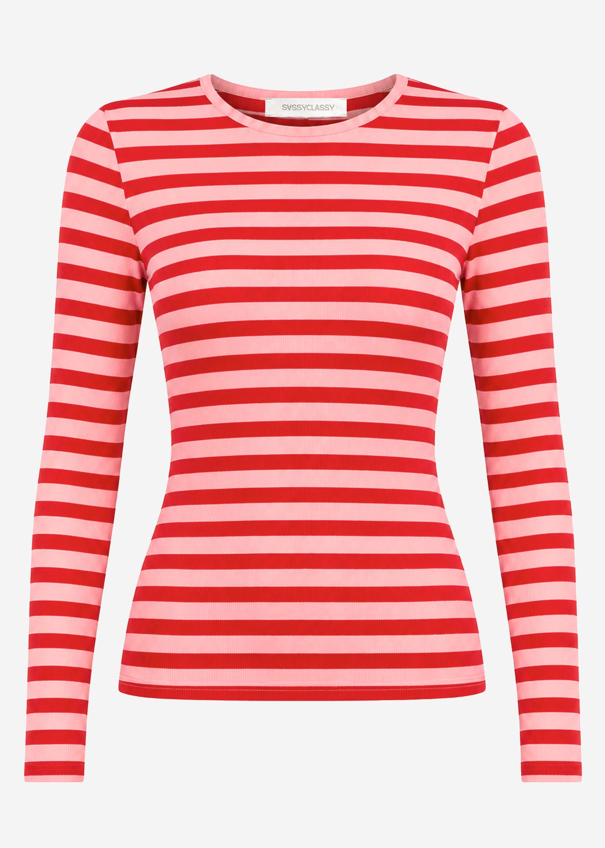Gestreiftes Langarmshirt - rosa-rot