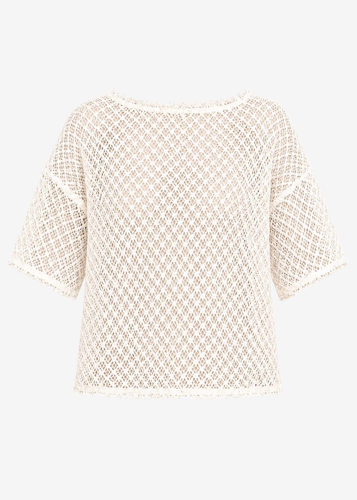 Netz-Shirt mit Pailletten - creme
