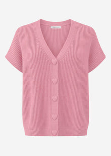 Strickweste mit Herzknöpfen - rosa