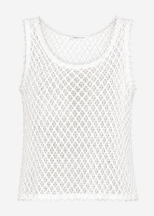 Mesh top with sequins - white