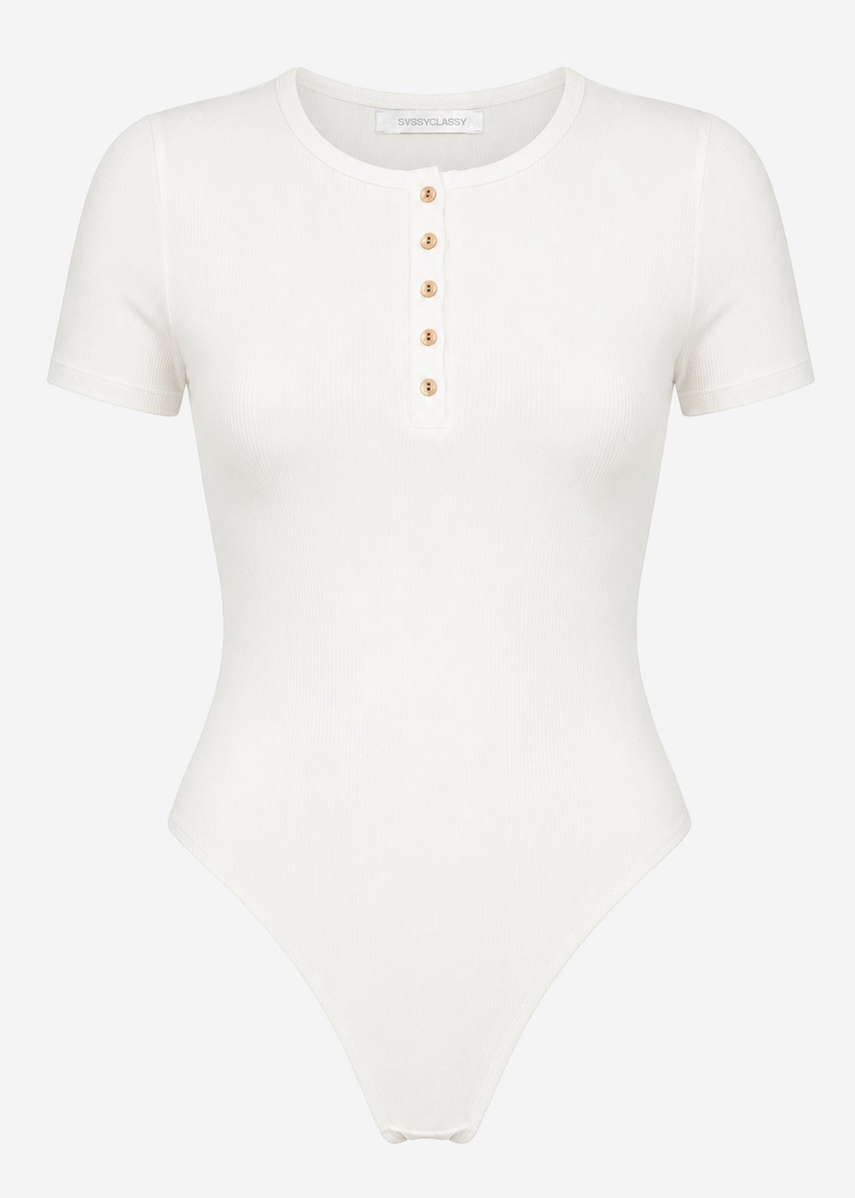 Kurzarm Body mit Knopfleiste - offwhite