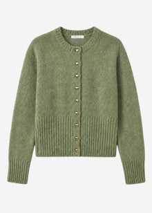 Strickjacke mit Herzknöpfen - khaki