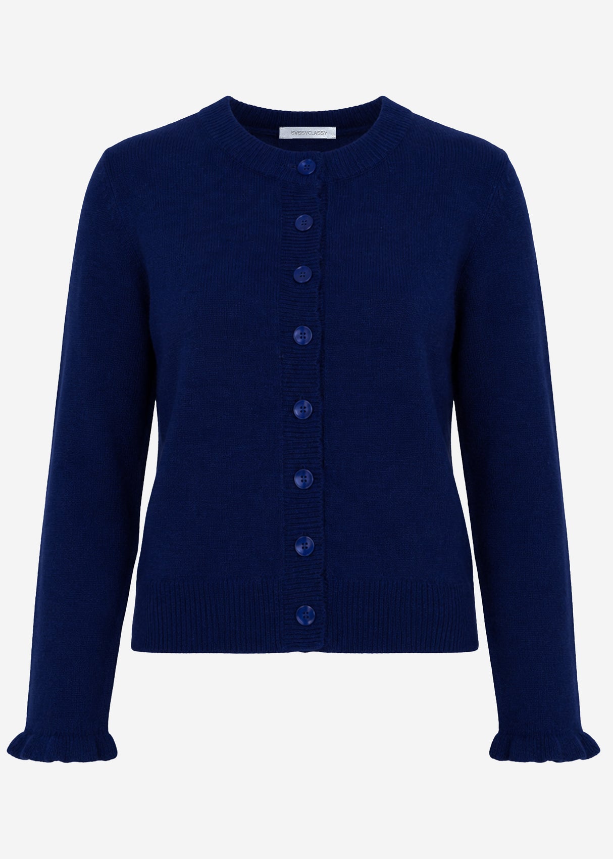 Strickjacke mit Volants - dunkelblau