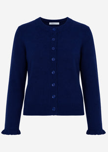 Feinstrickjacke mit Bogenkante - dunkelblau