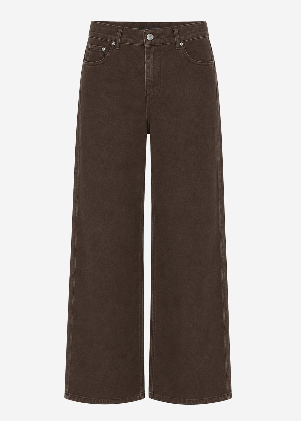 Highwaist Baumwoll-Hose mit weitem Bein - braun