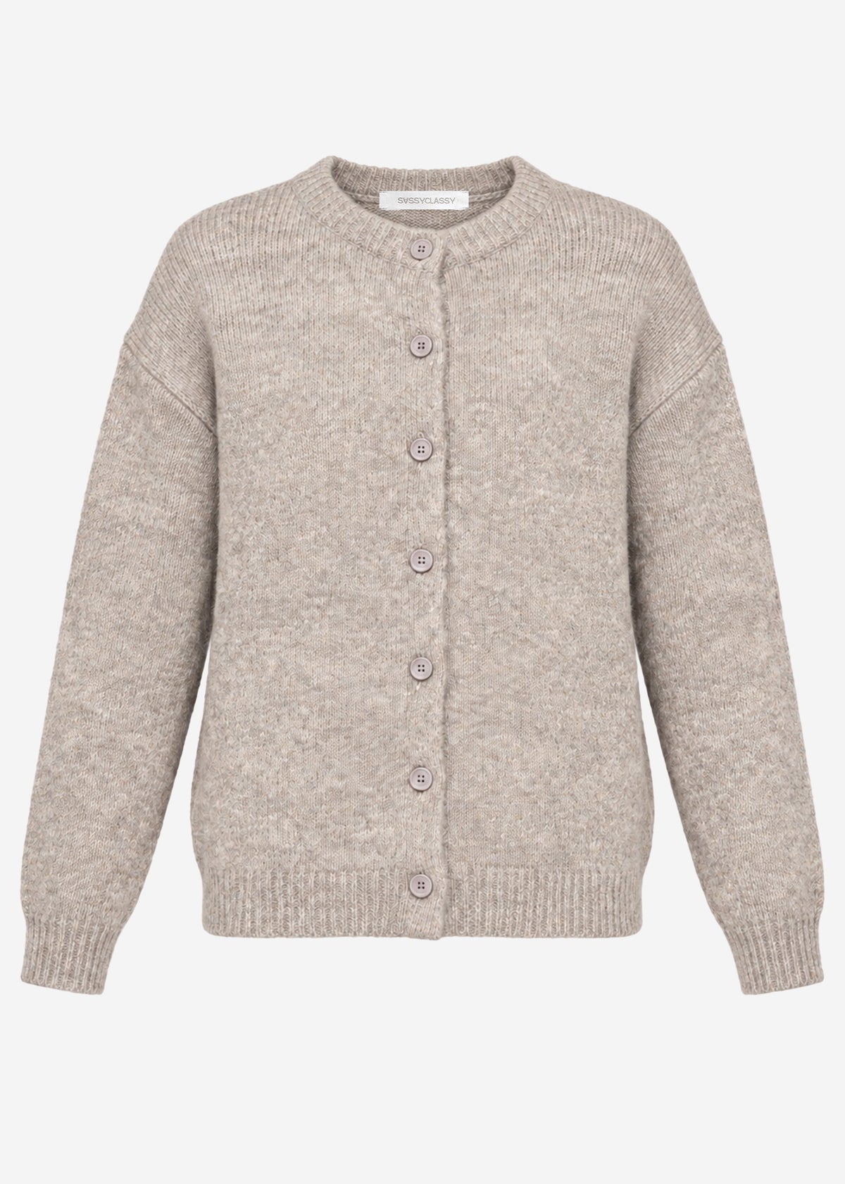 Strickjacke mit Knopfleiste - taupe