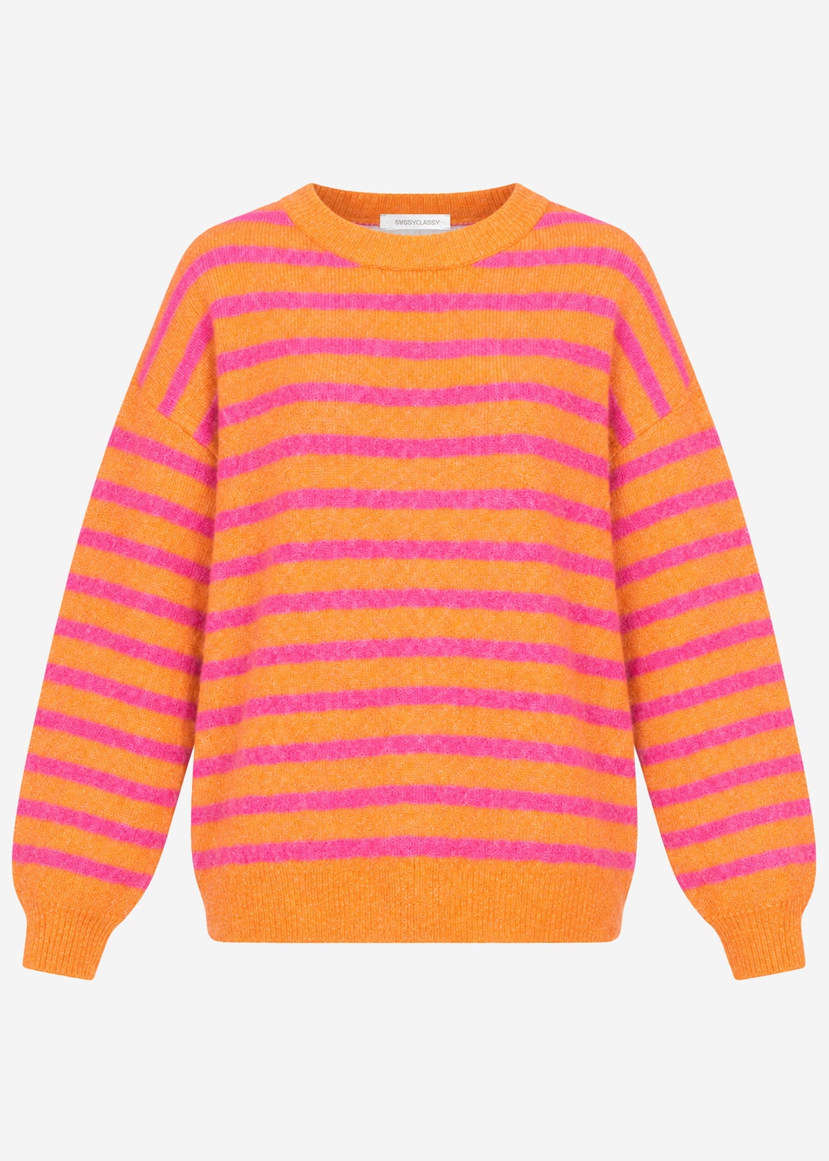 Strickpullover mit Streifen-Design - pink-orange