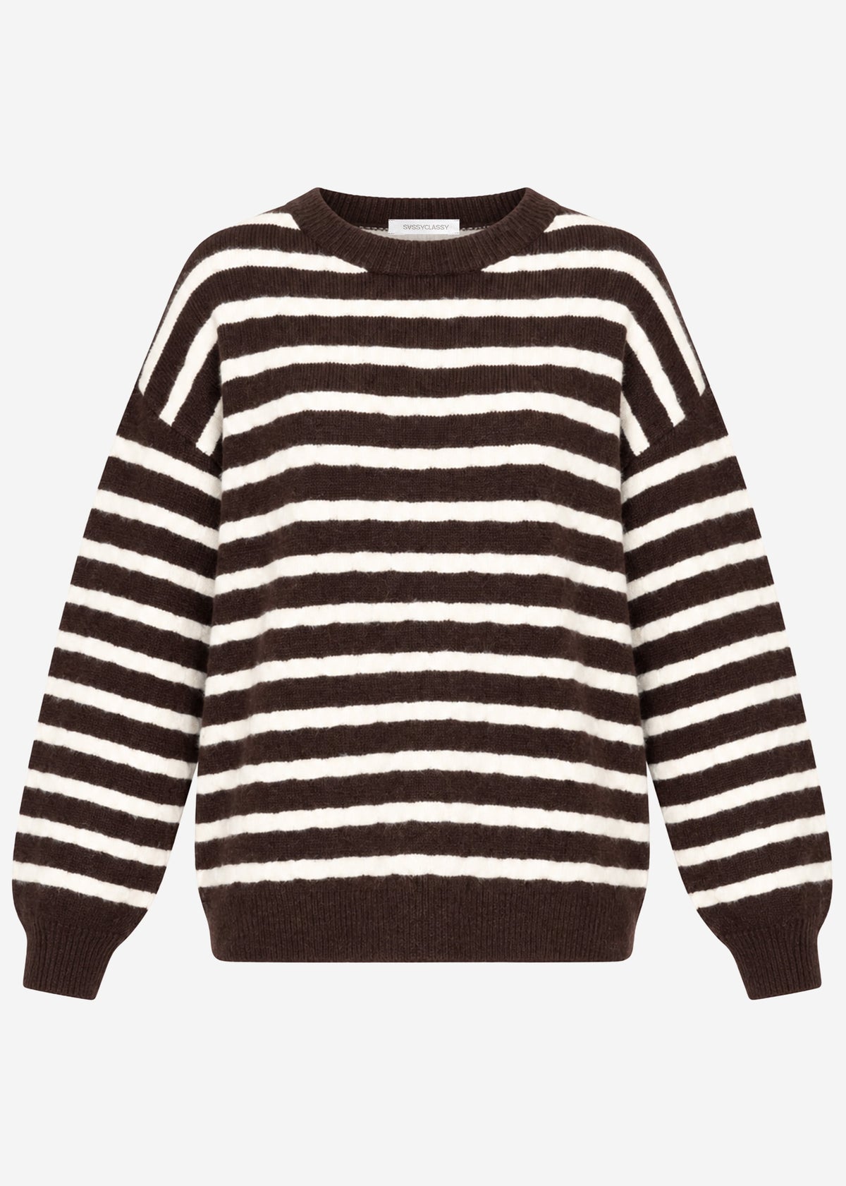 Strickpullover mit Streifen-Design - braun-offwhite