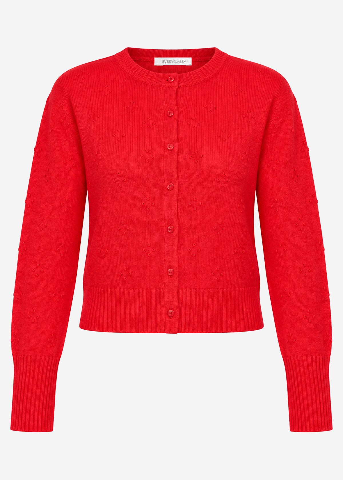 Feinstrickjacke mit Strukturmuster - rot