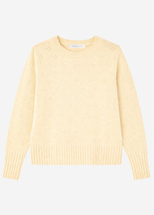 Feinstrickpullover mit Strukturmuster - gelb