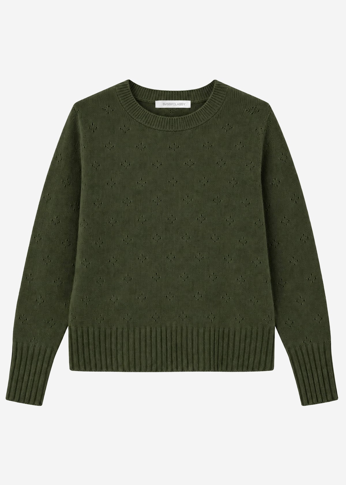 Feinstrickpullover mit Strukturmuster - grün