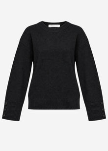 Knit jumper with button detail - black