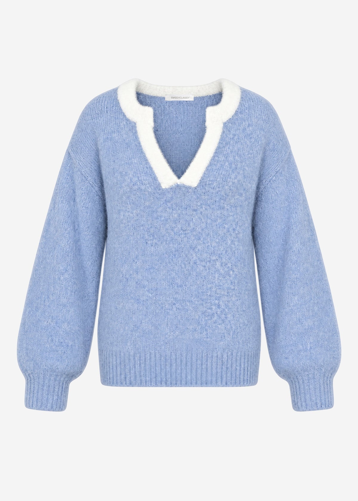 Pullover mit Blende - jeansblau