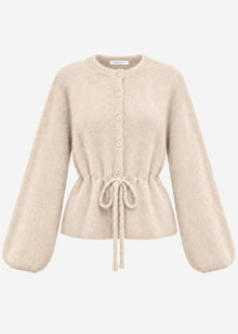 Strickjacke mit verstellbarem Kordelzug - beige