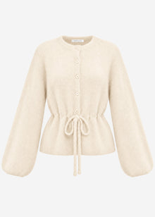Strickjacke mit verstellbarem Kordelzug - offwhite