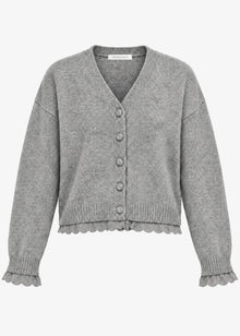 Cardigan with broderie anglaise - grey