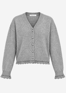 Strickjacke mit Lochstickerei - grau
