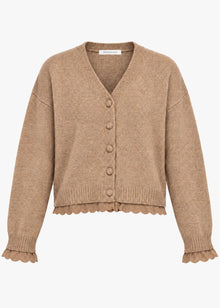 Cardigan with broderie anglaise - brown