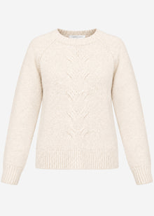 Fluffy knit jumper with cable knit - light beige