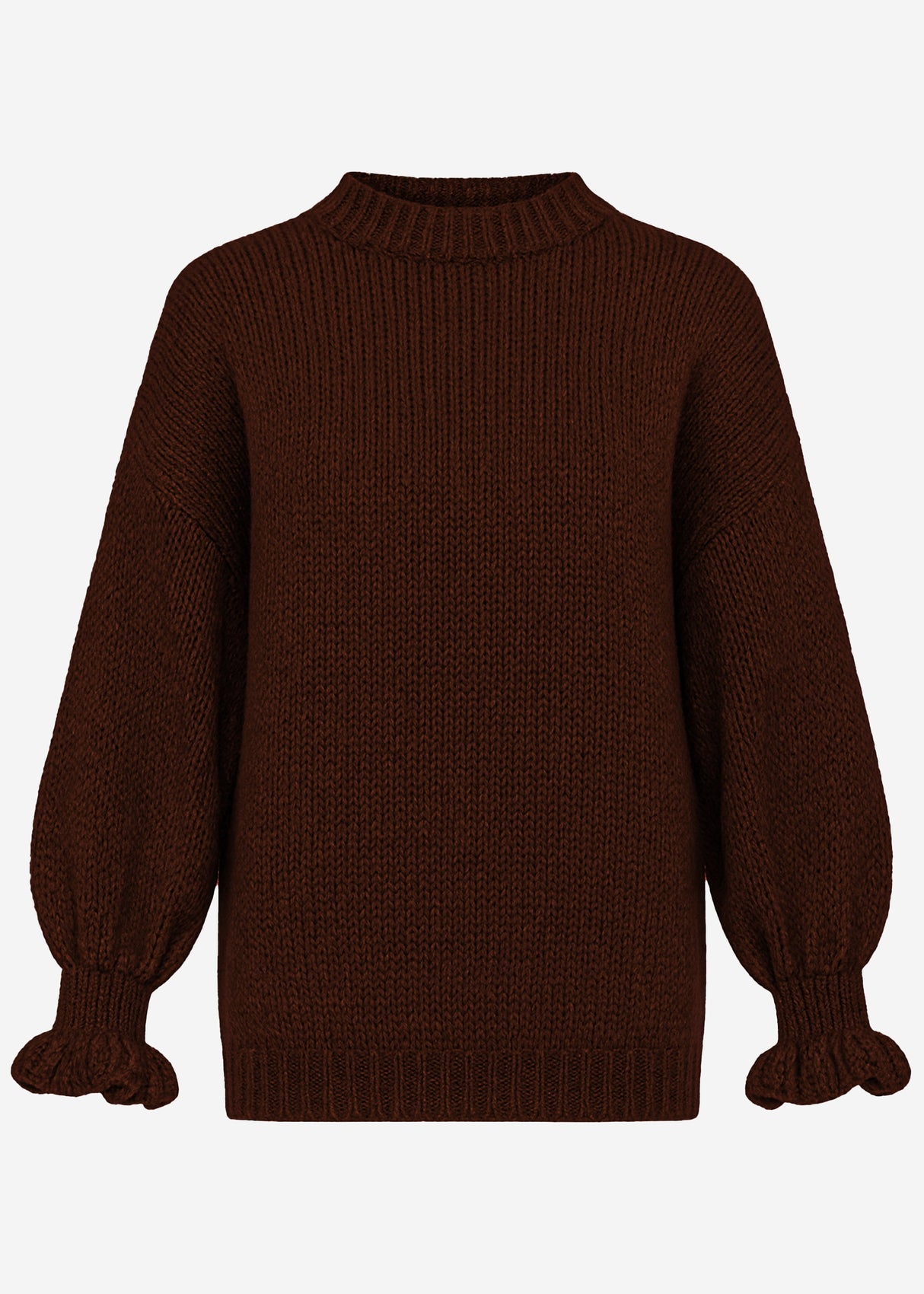 Pullover mit Volantärmeln - braun