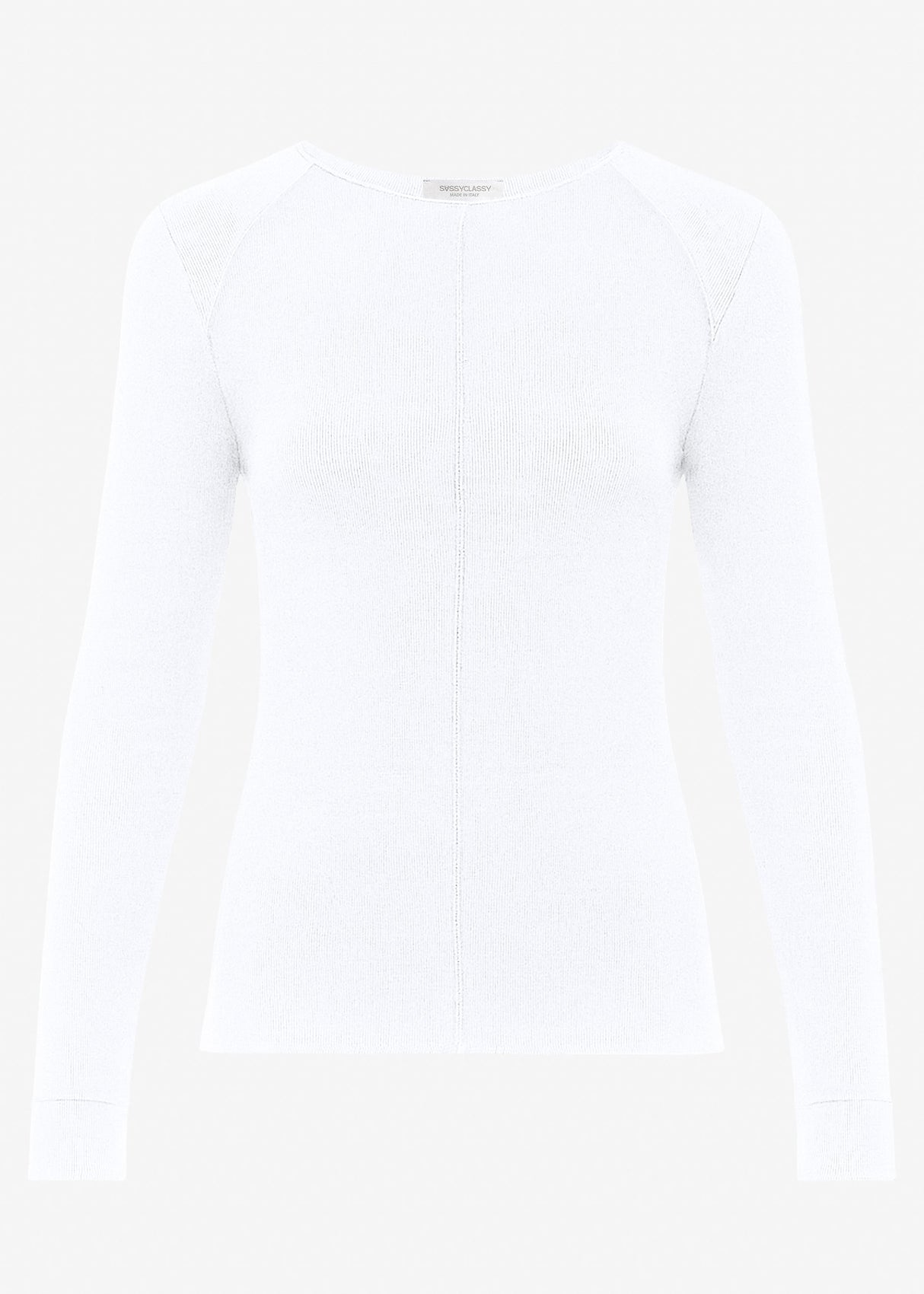 Long-sleeved shirt with decorative stitching - white