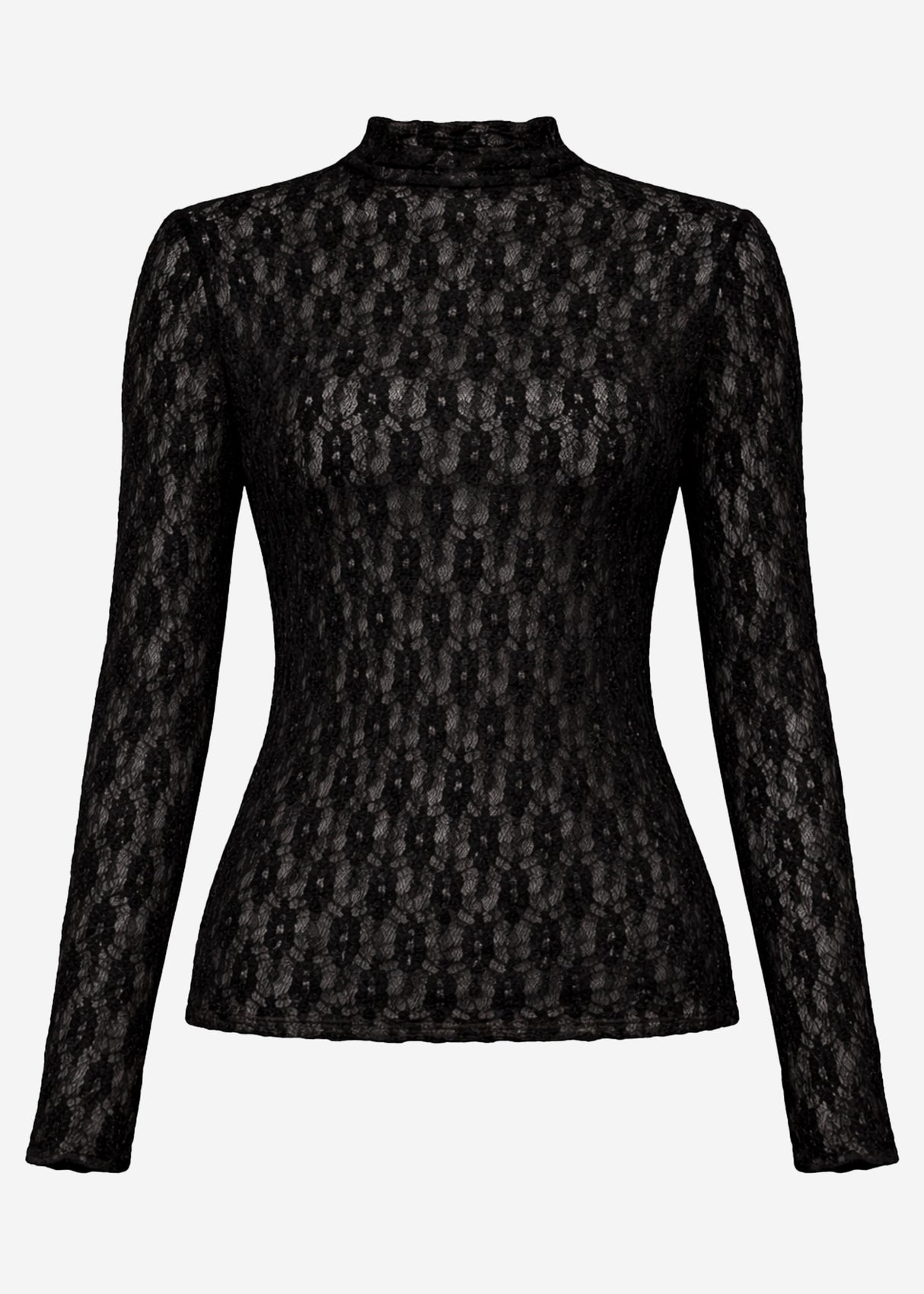 Langarm Spitzenshirt - schwarz