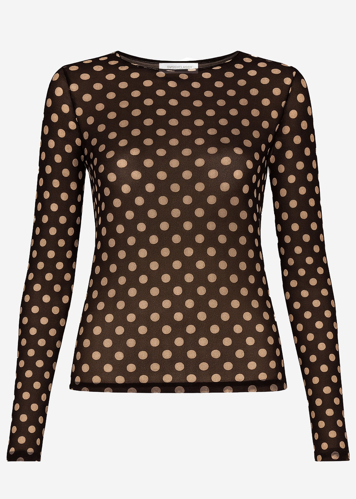 Lightweight, slightly transparent long-sleeved shirt with cashmere blend - brown