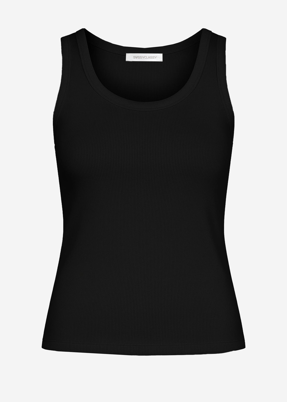 Tank top with neckline - black