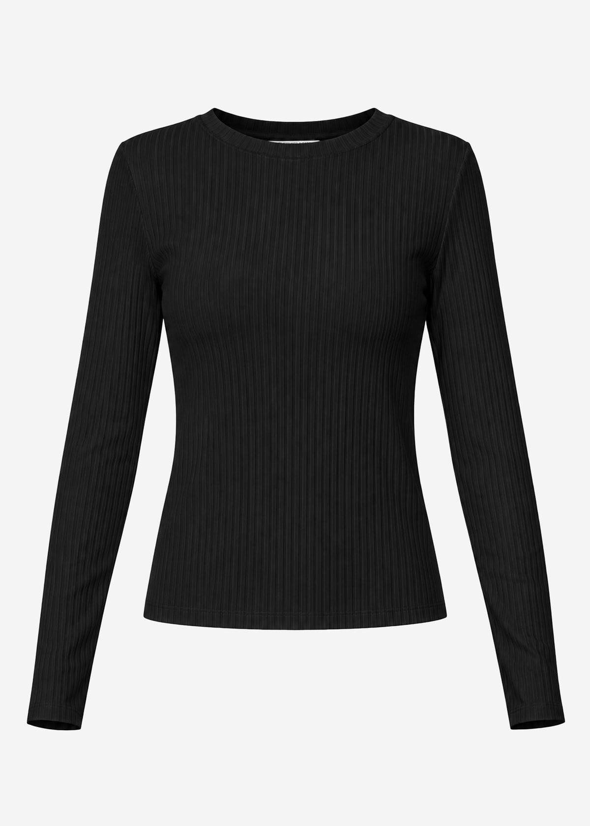 Long-sleeved ribbed shirt - black