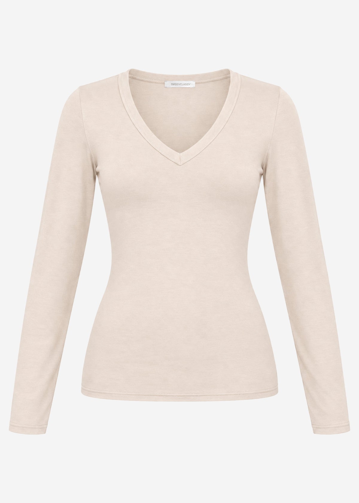 Langarmshirt mit V-Ausschnitt - offwhite