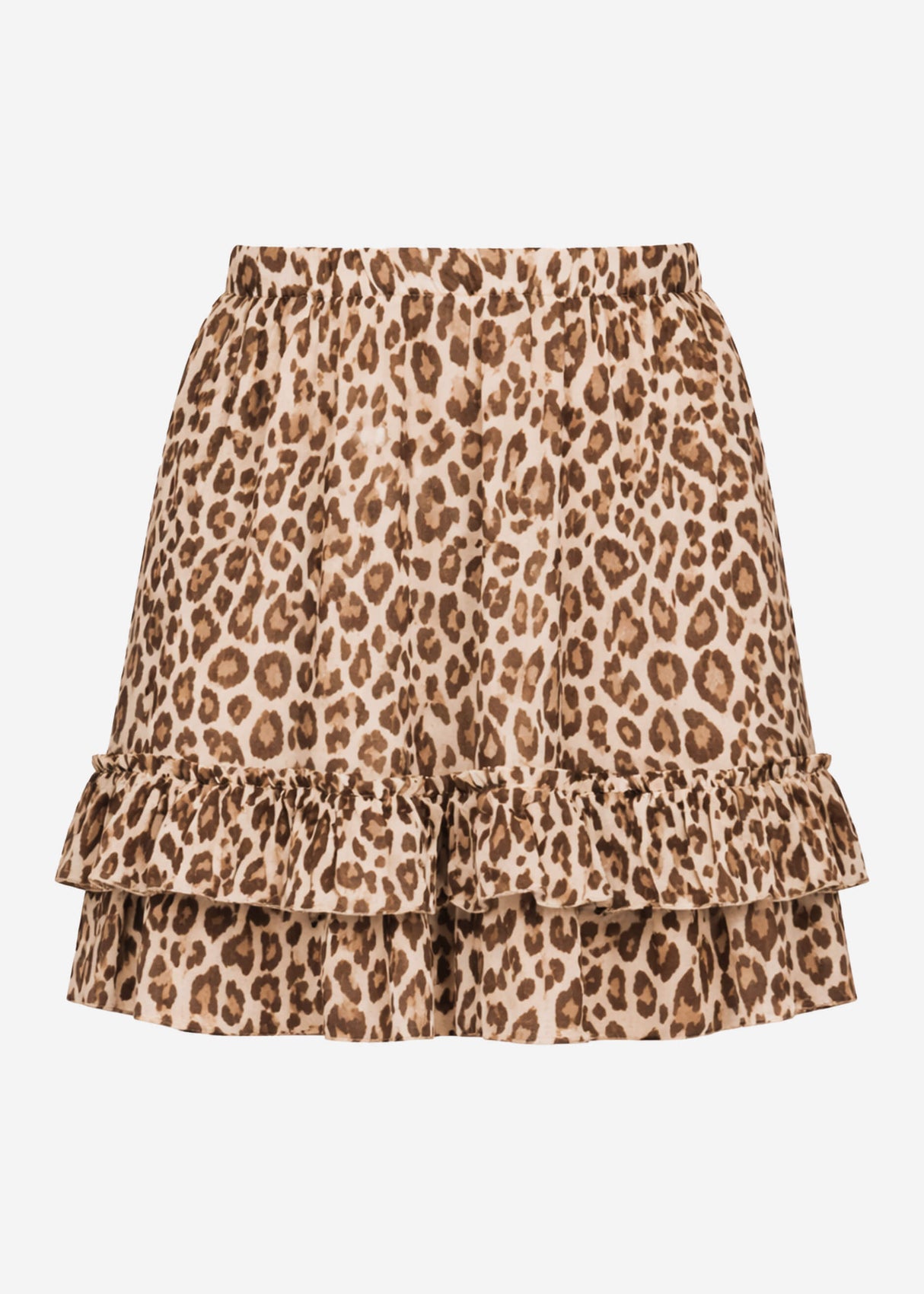 Short ruffled skirt with leopard print - beige