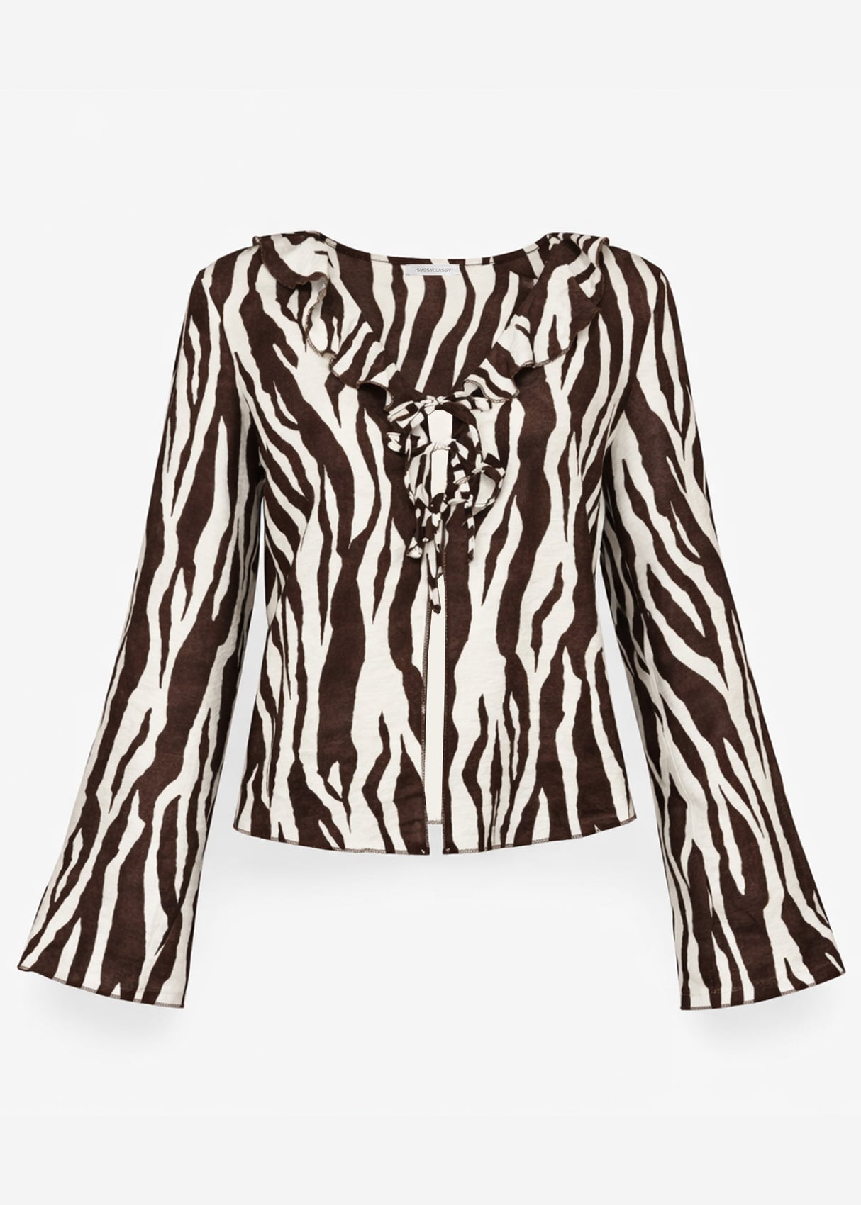 Blusenjacke in Viskose mit Zebra-Print - braun