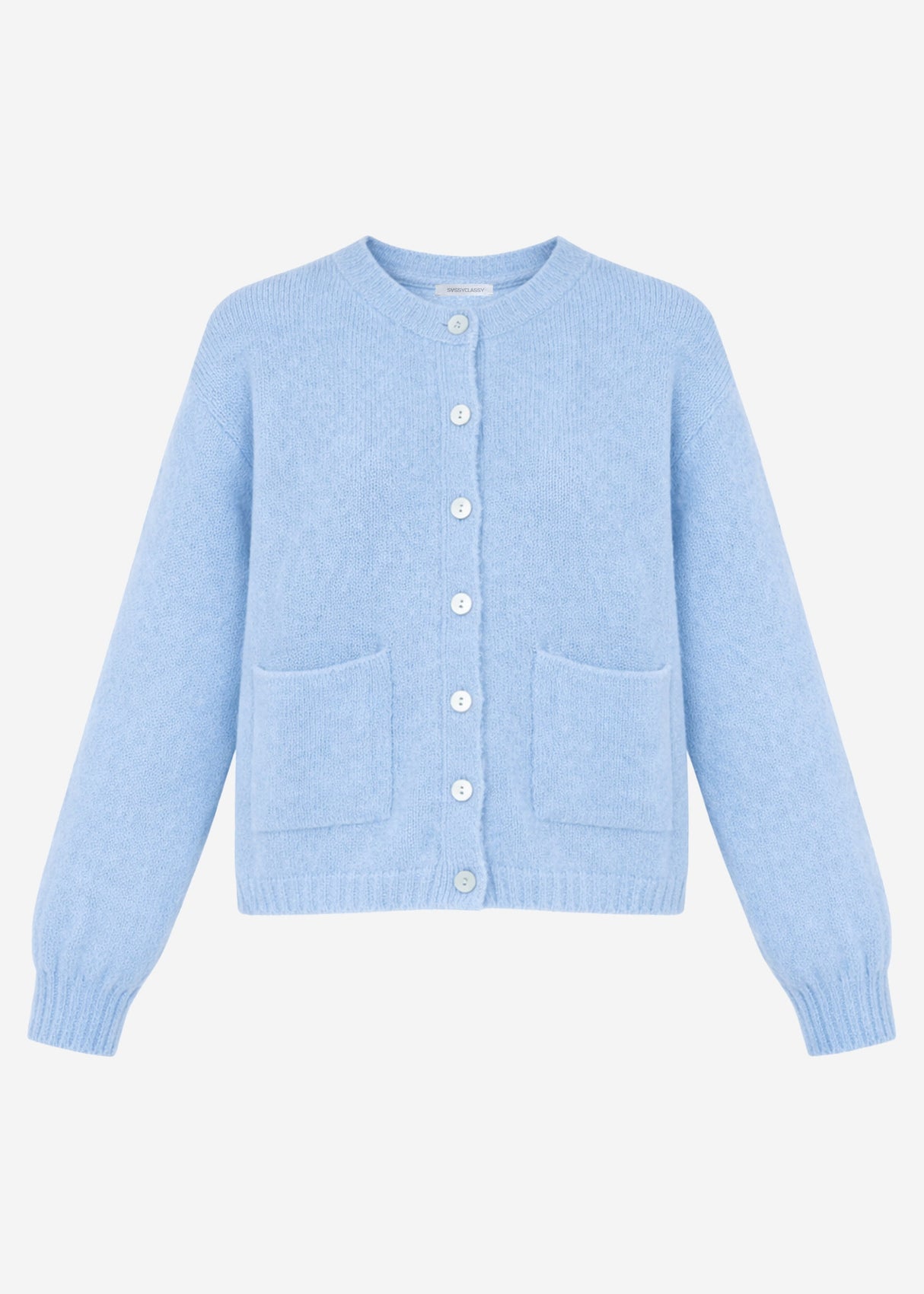 Strickjacke mit aufgesetzten Taschen - eisblau