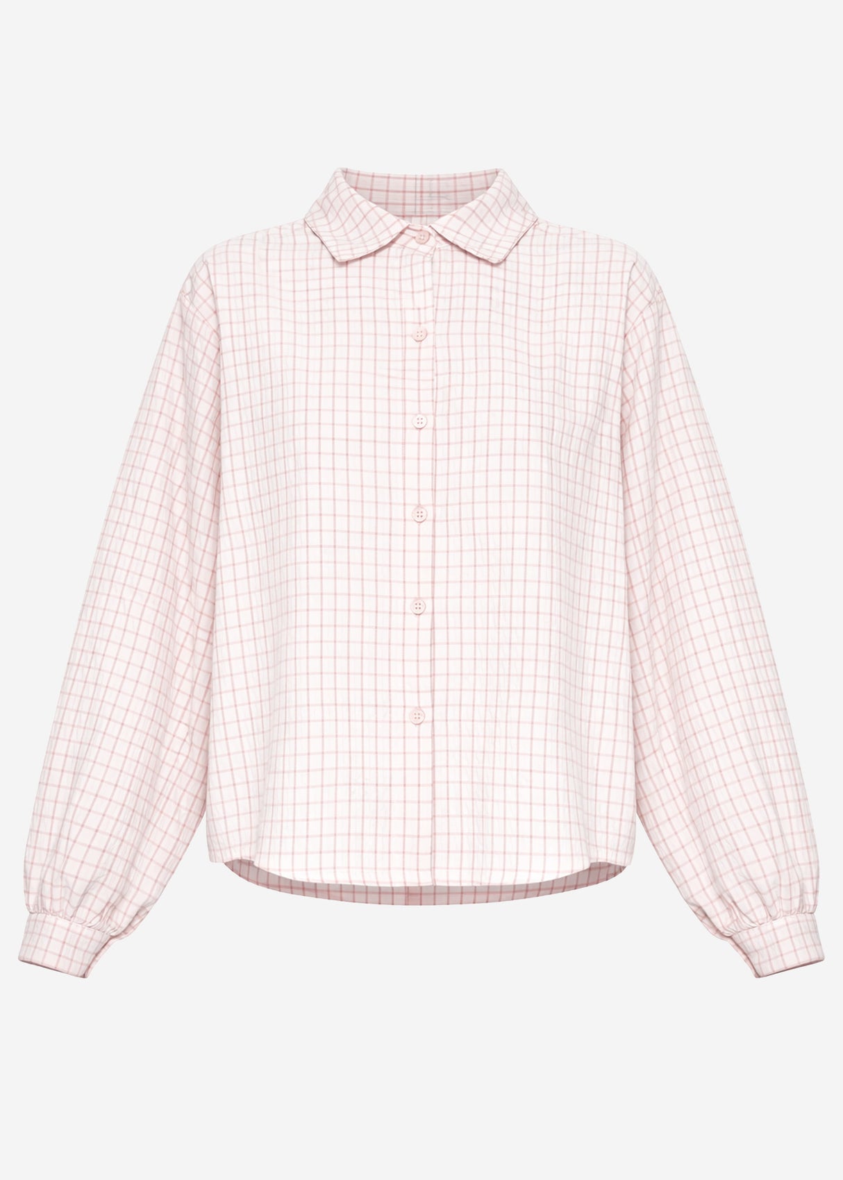 Oversized blouse with a check pattern - pink