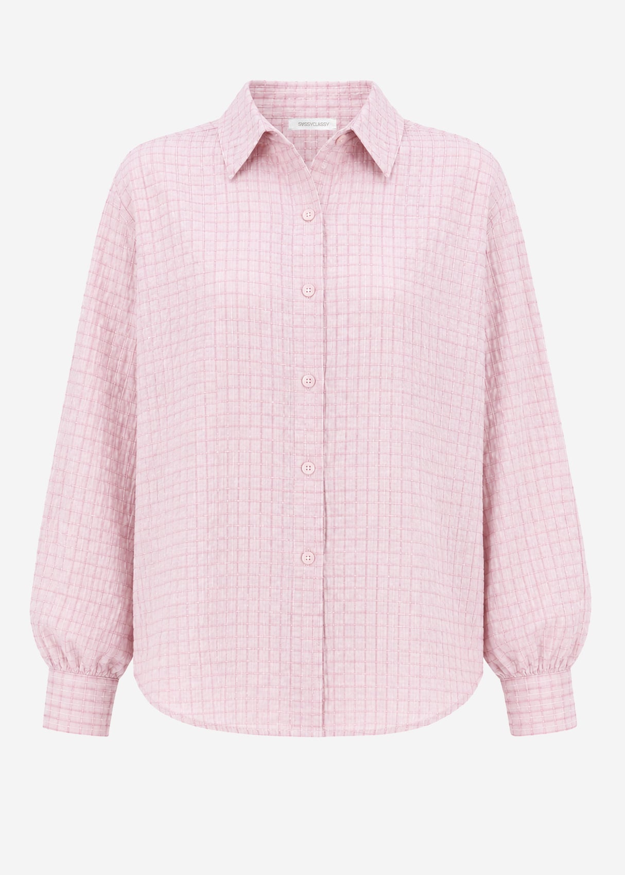 Oversize Bluse mit Karomuster - rosa