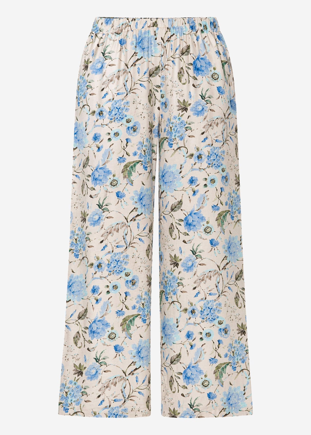 Pants with floral print - beige-blue