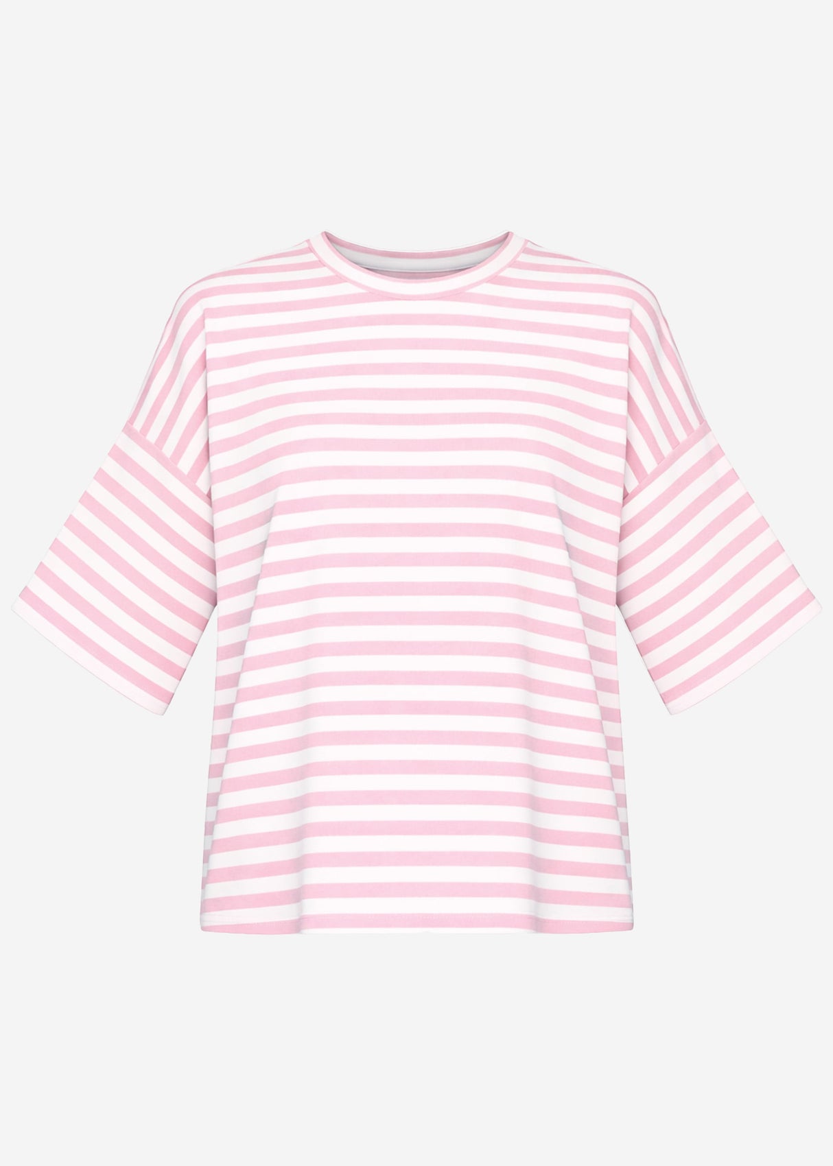 Oversize T-Shirt mit Streifen - rosa-weiß