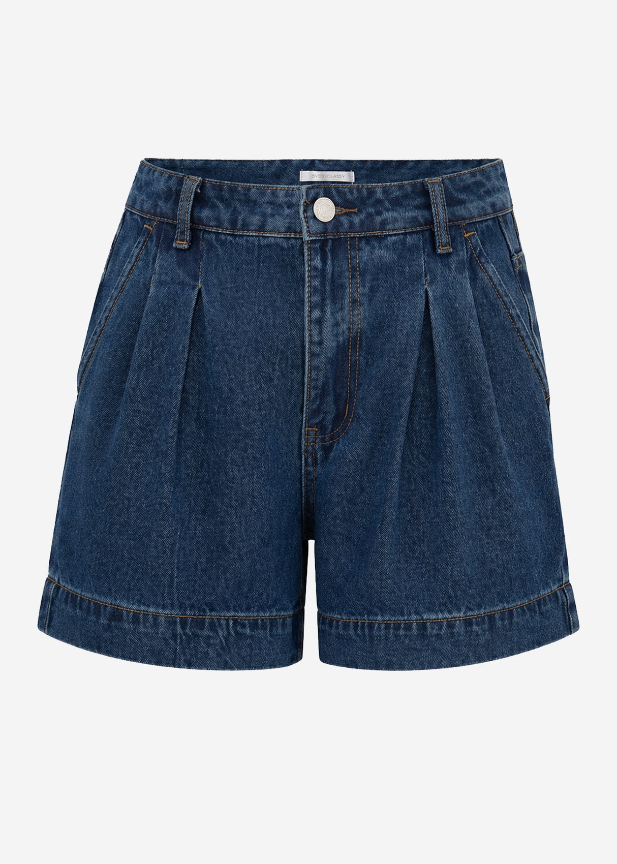 Weite High Waist Jeans Shorts - dunkelblau