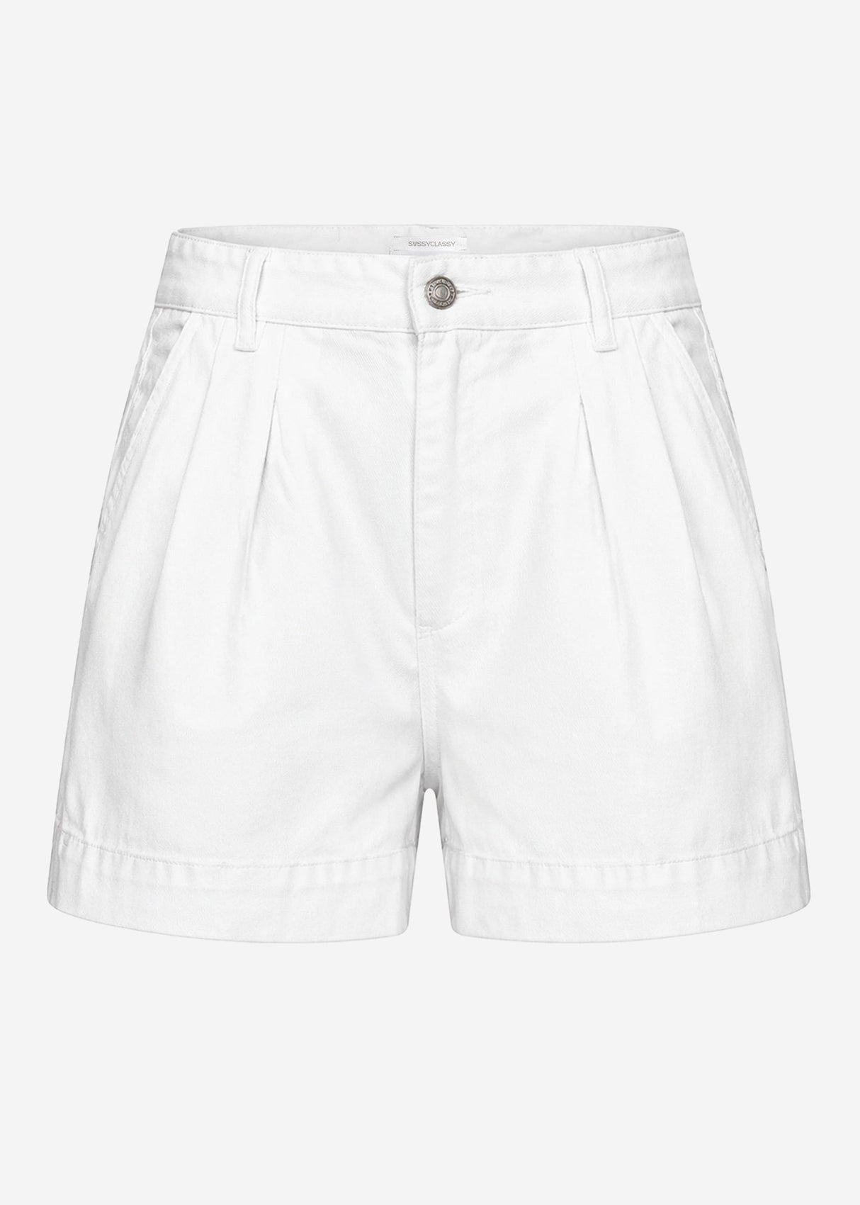 Wide High-Waist Denim Shorts - Off-white