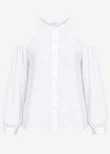 Musselin Bluse mit Cut-Outs - weiß