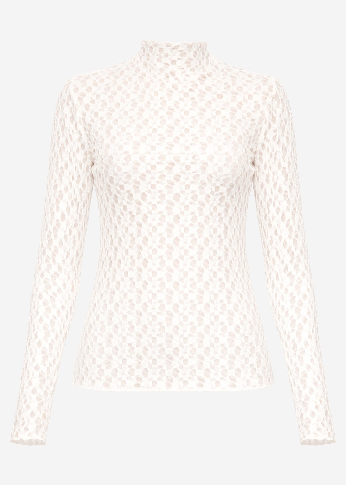 Long-sleeved lace shirt - off-white