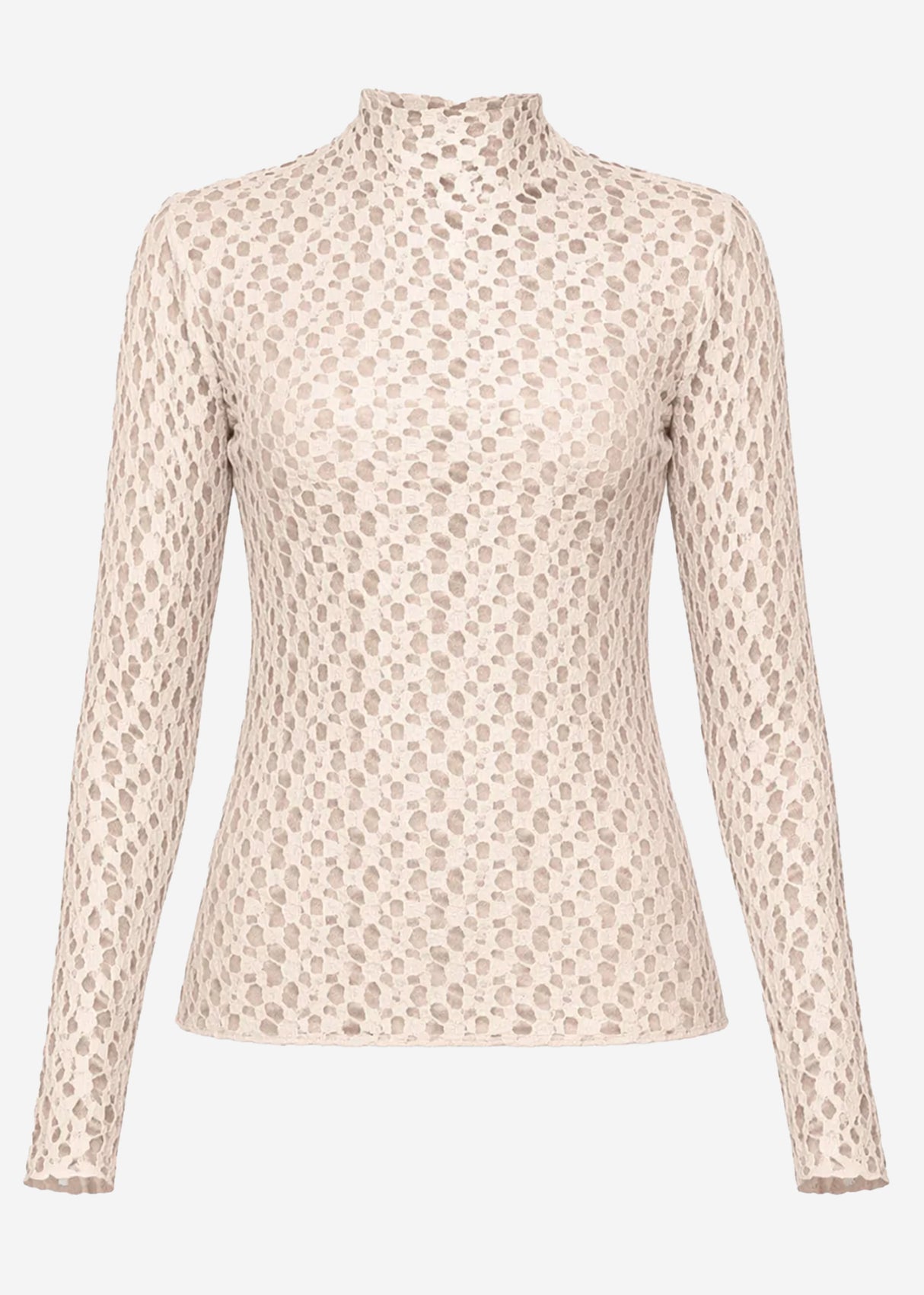Long-sleeved lace shirt - beige