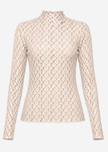 Langarmshirt aus Spitze - beige