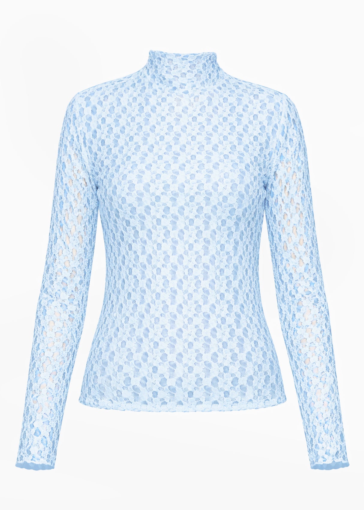 Langarmshirt aus Spitze - eisblau