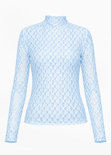 Langarmshirt aus Spitze - eisblau